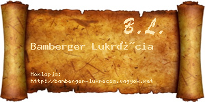 Bamberger Lukrécia névjegykártya